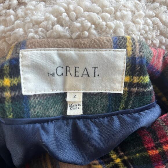 The Great Cabinmate Coat Wool Flannel Toggle Hooded Jacket Plaid Size 2 - Picture 9 of 10